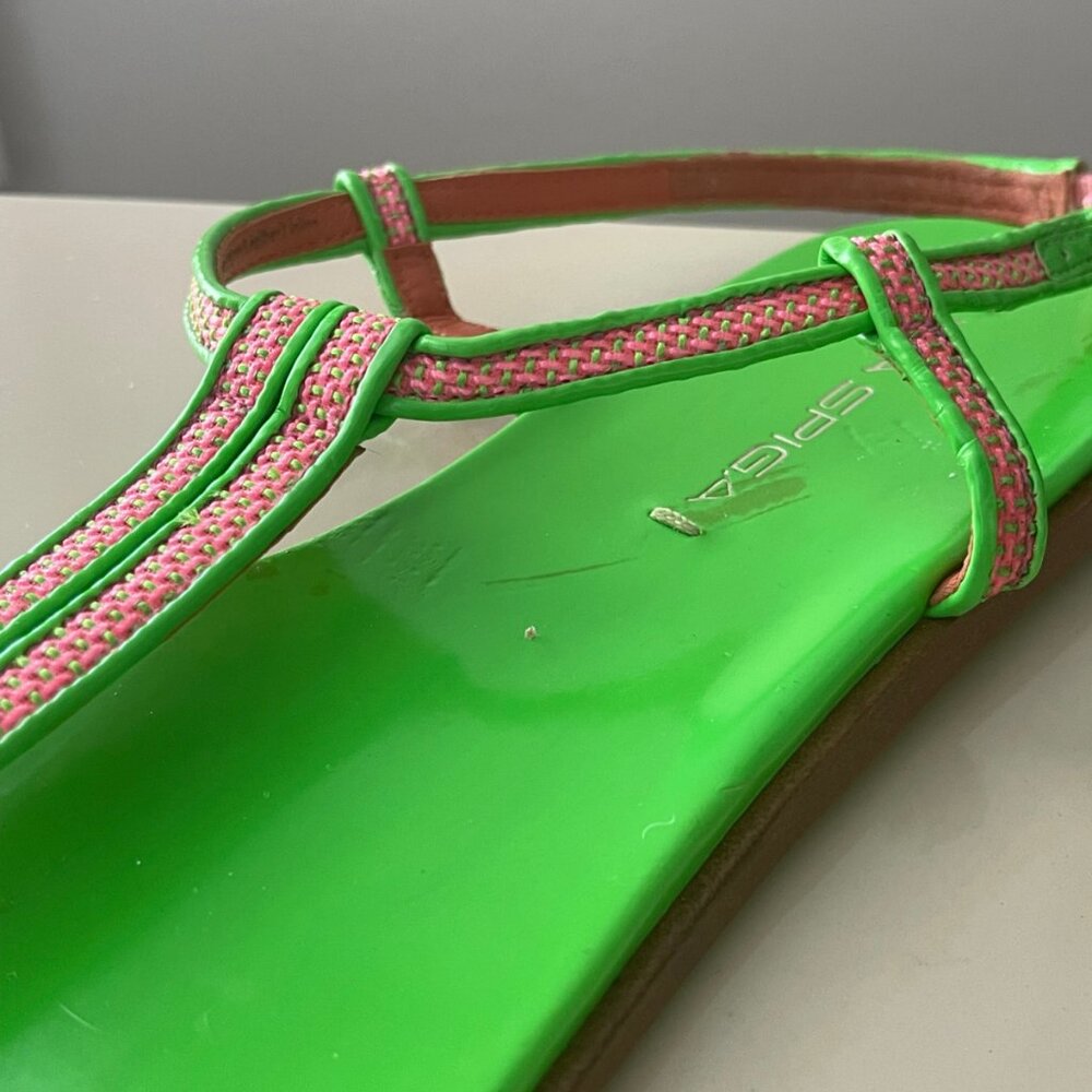 Never Worn Preppy Green and Pink Via Spiga Sandal